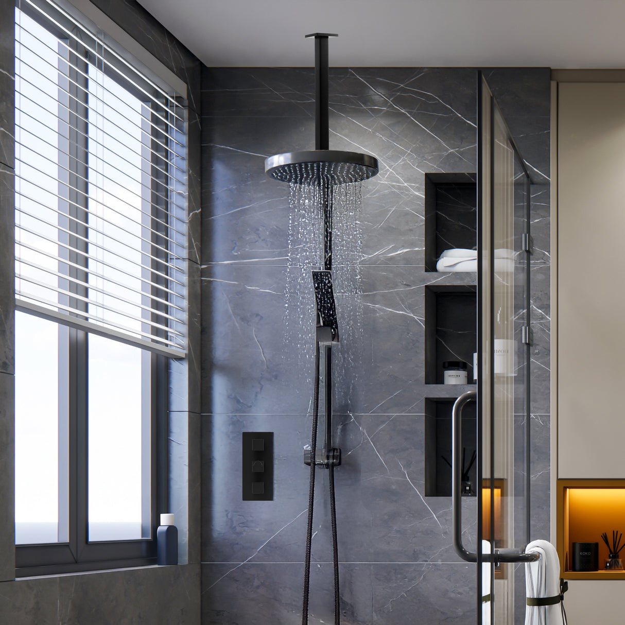 Shower Head Arm Wall Connector Electroplated Matte Black Finish