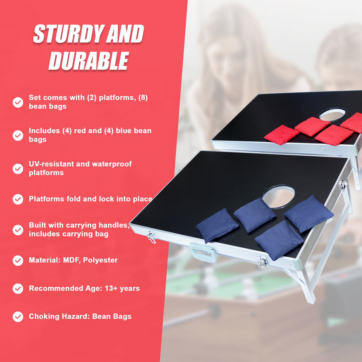 Bean Bag Toss Cornhole Game Set Aluminium Frame Portable Design