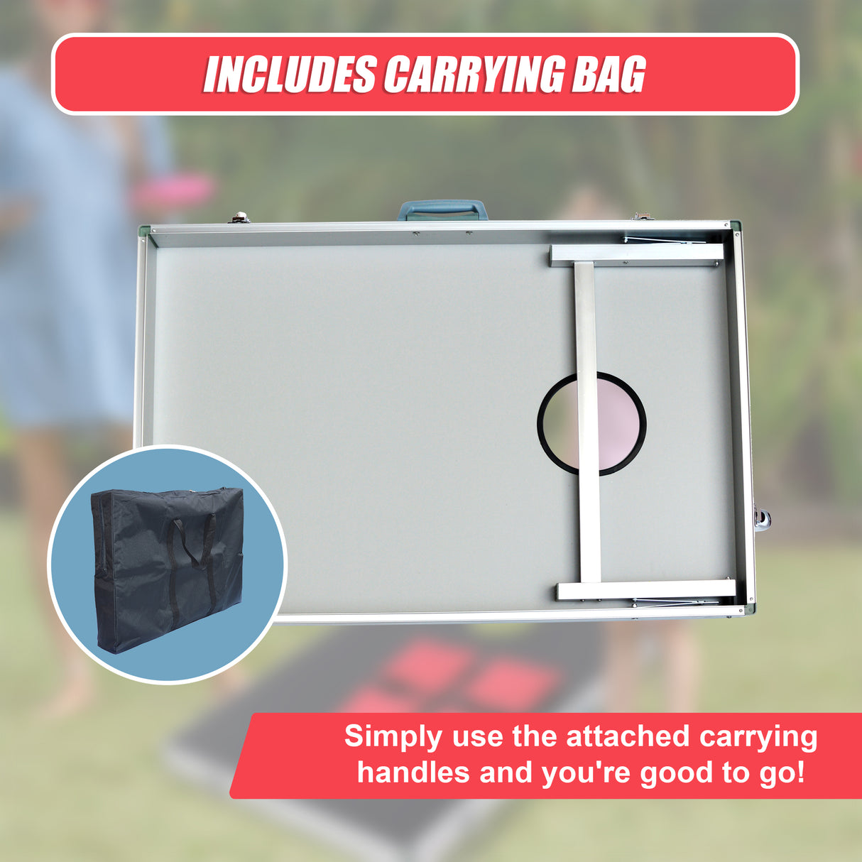 Bean Bag Toss Cornhole Game Set Aluminium Frame Portable Design