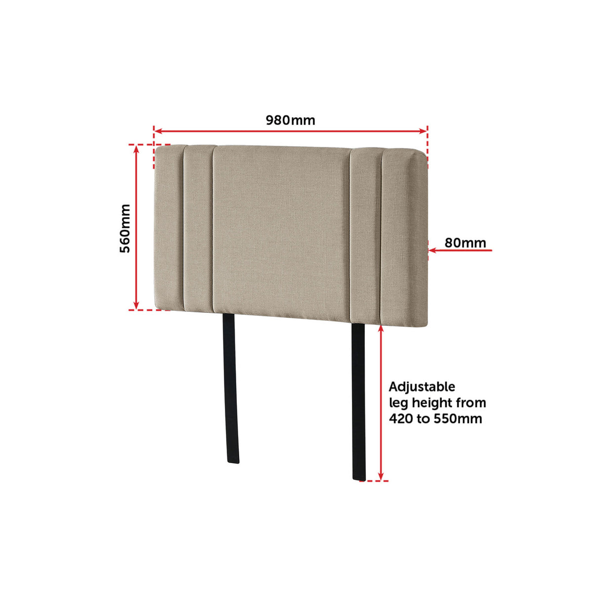 Linen Fabric Single Bed Deluxe Headboard Bedhead - Beige