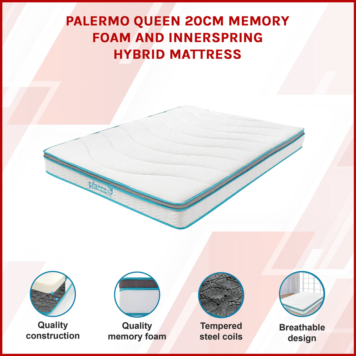 Queen 20cm Hybrid Mattress – Memory Foam and Innerspring Support
