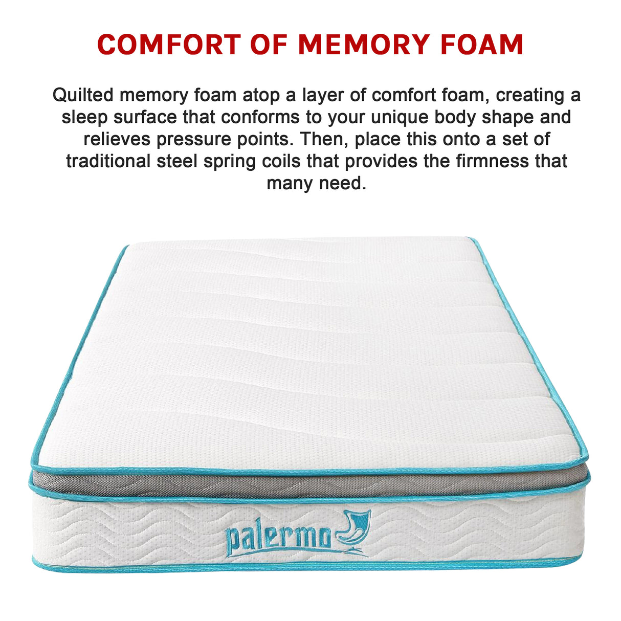 King Single 20cm Hybrid Mattress – Memory Foam and Innerspring Support