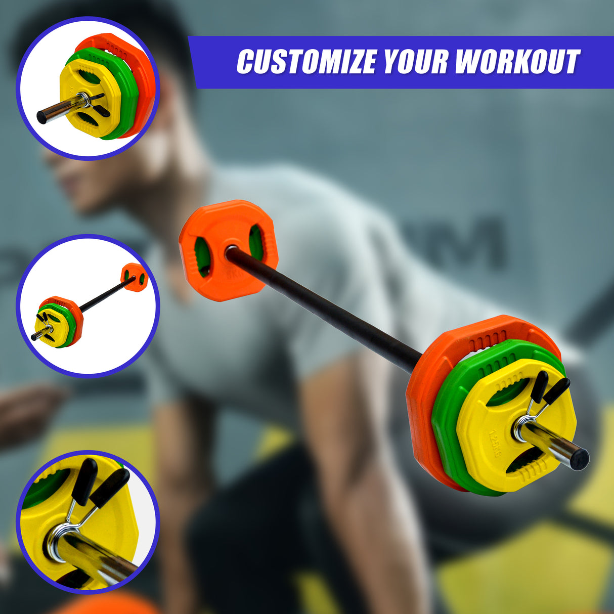 20kg Standard Rubber Coated Barbell Weight Bar for Home Gym