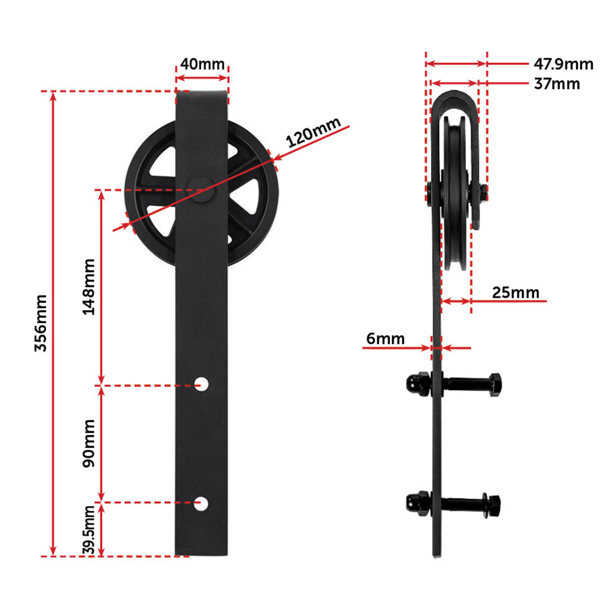 2M Big Spoke Wheel Sliding Barn Door Hardware