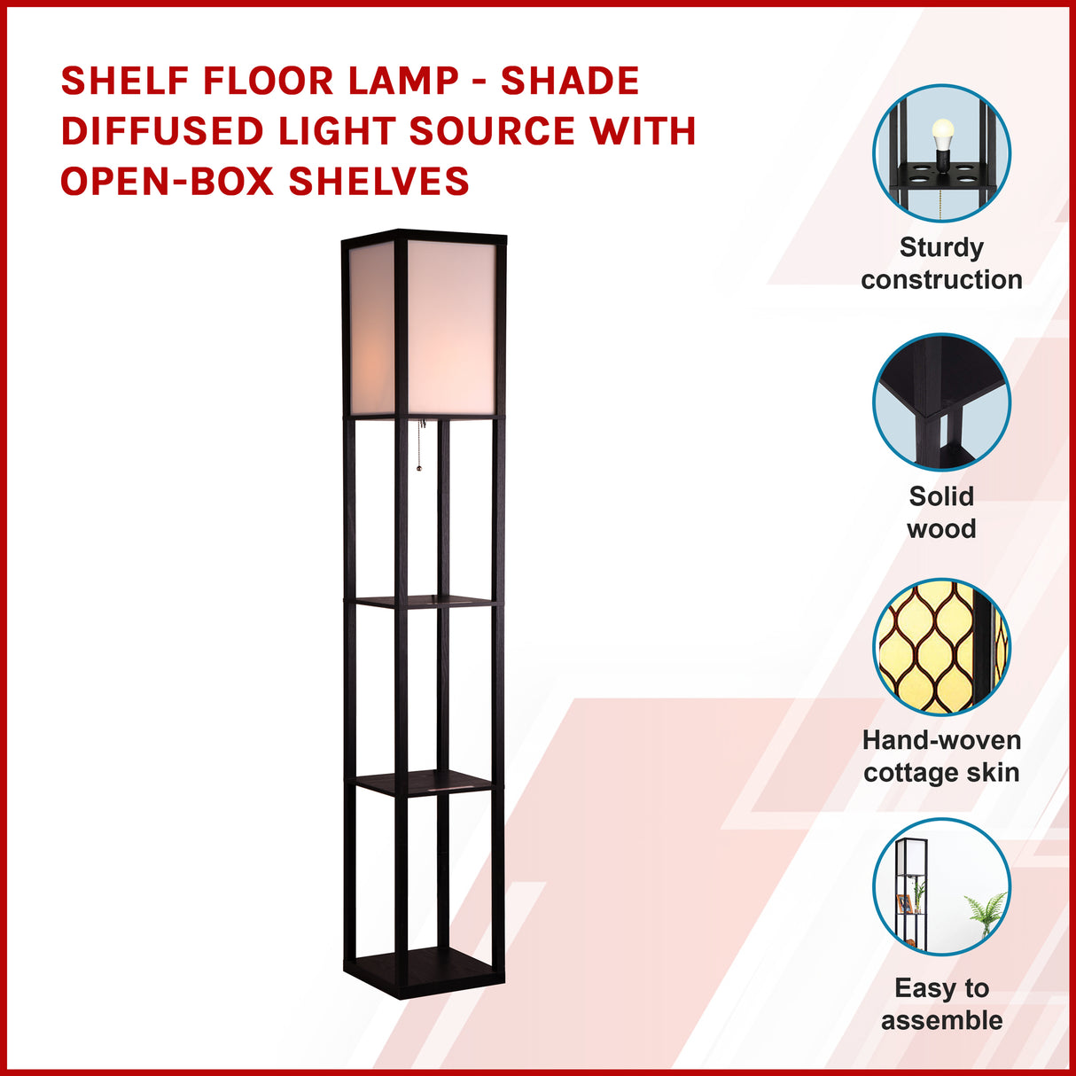 Shelf Floor Lamp - Shade Diffused Light Source with Open-Box Shelves