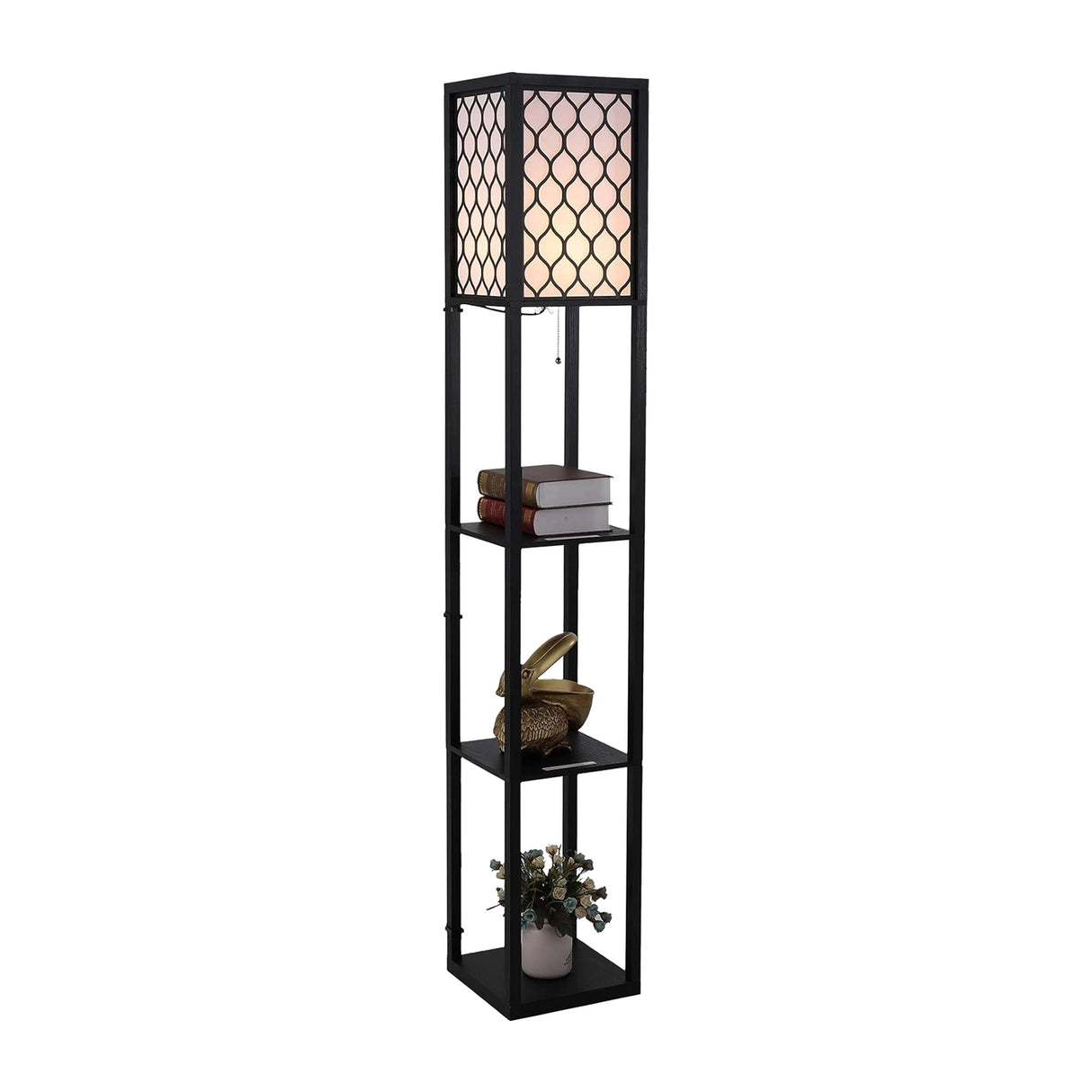 Shelf Floor Lamp - Shade Diffused Light Source with Open-Box Shelves