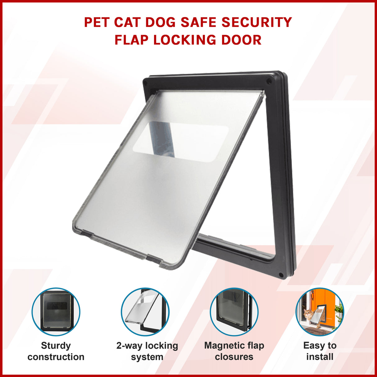 Pet Cat Dog Safe Security Flap Locking Door