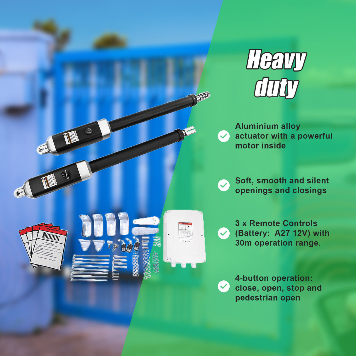 1000KG 10W Solar Double Swing Auto Motor Remote Gate Opener