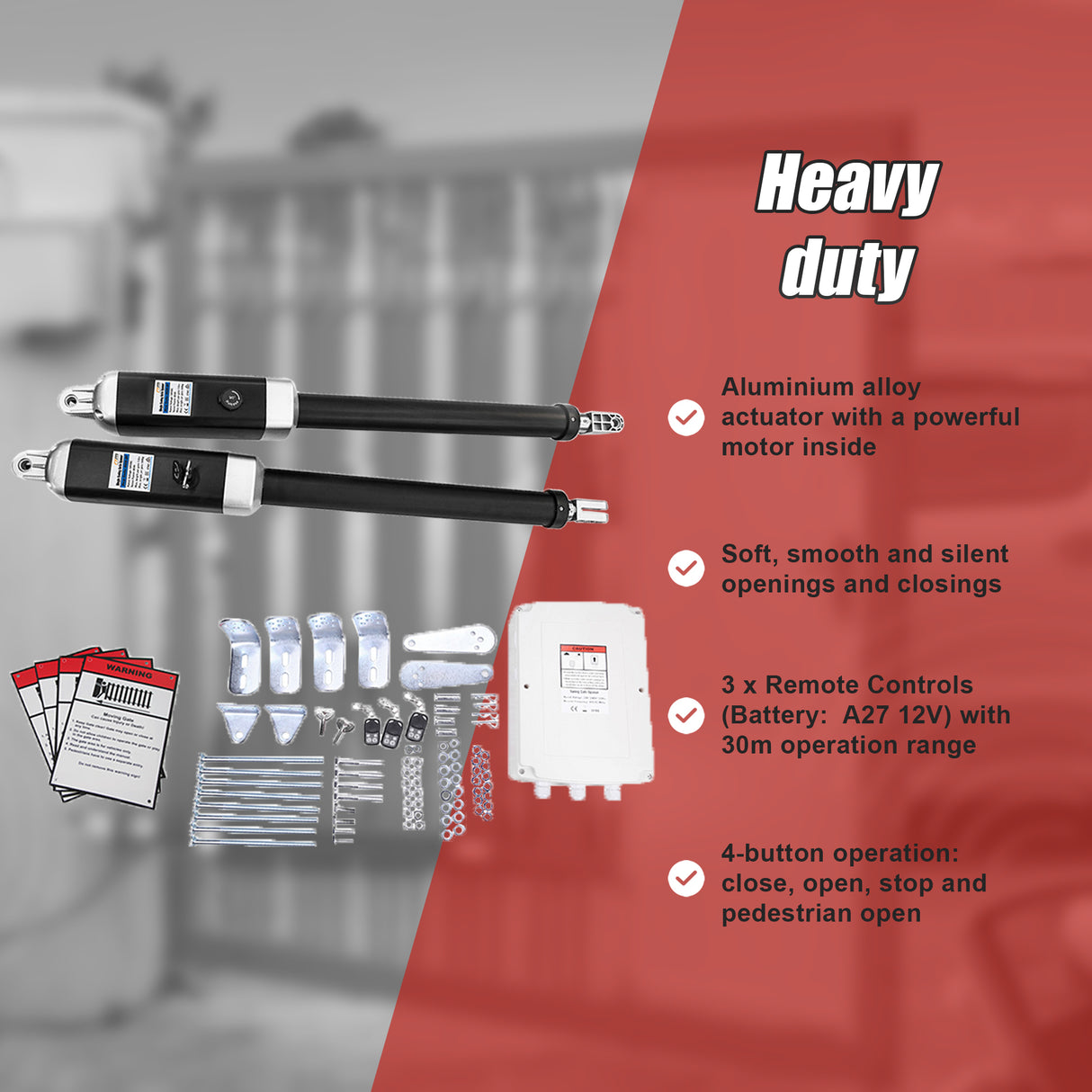 1200KG 10W Solar Double Swing Auto Motor Remote Gate Opener