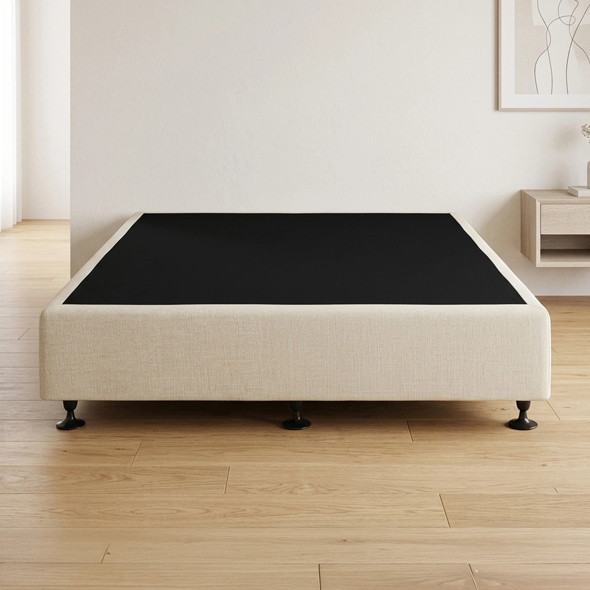 Palermo Queen Ensemble Bed Base Platinum Natural Sand Linen Fabric