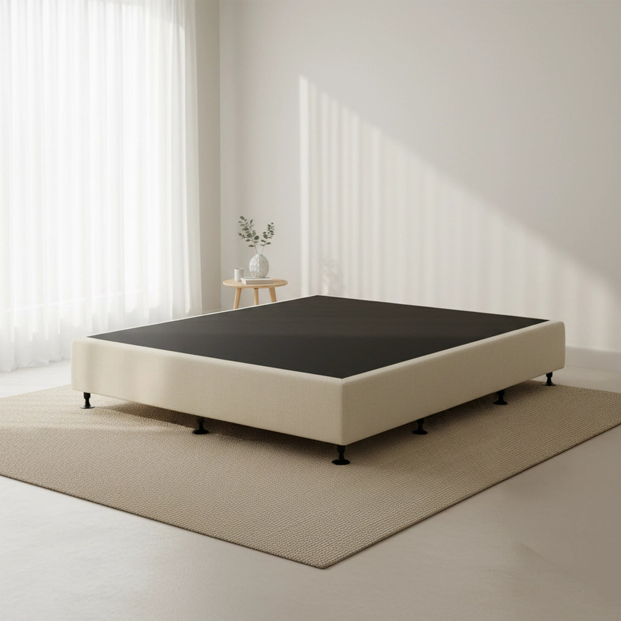 Palermo King Single Ensemble Bed Base Platinum Natural Sand Linen Fabric