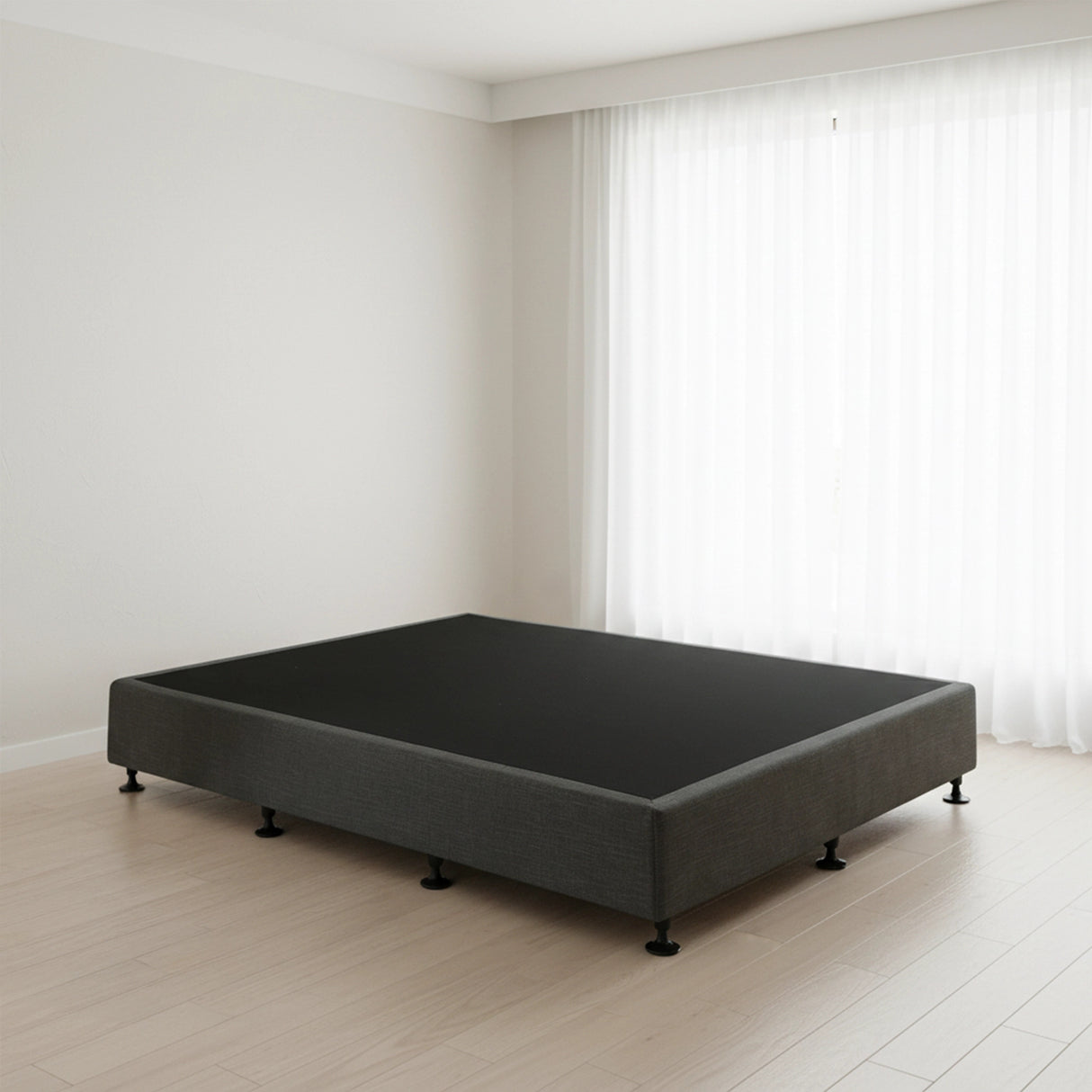 Palermo King Single Ensemble Bed Base Platinum Graphite Linen Fabric