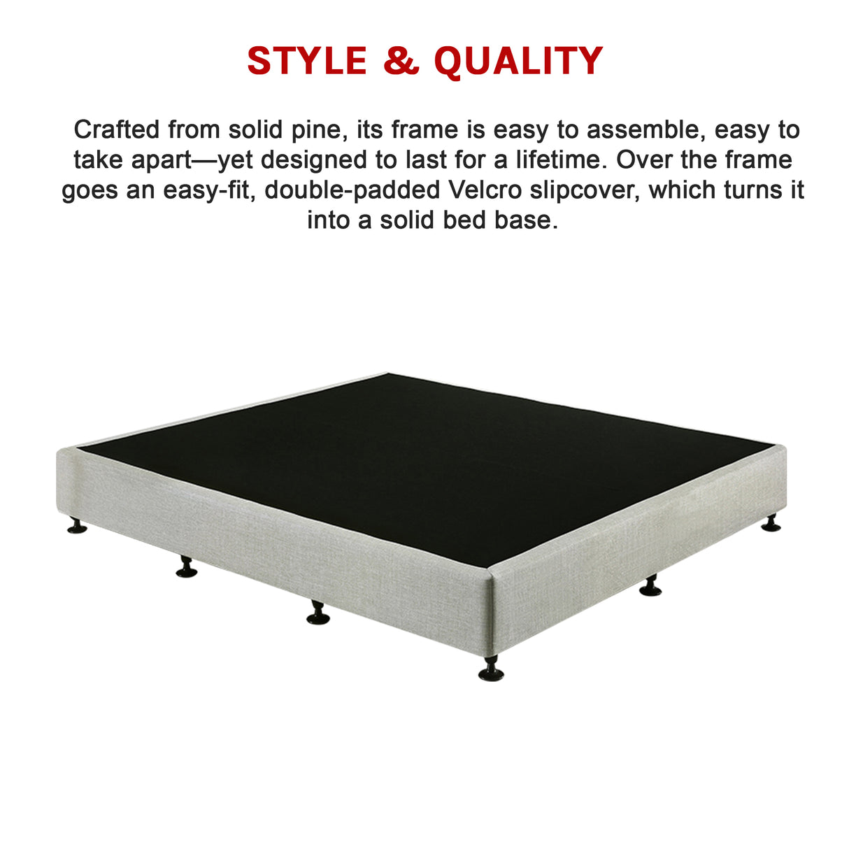 Palermo King Ensemble Bed Base Platinum Light Grey Linen Fabric