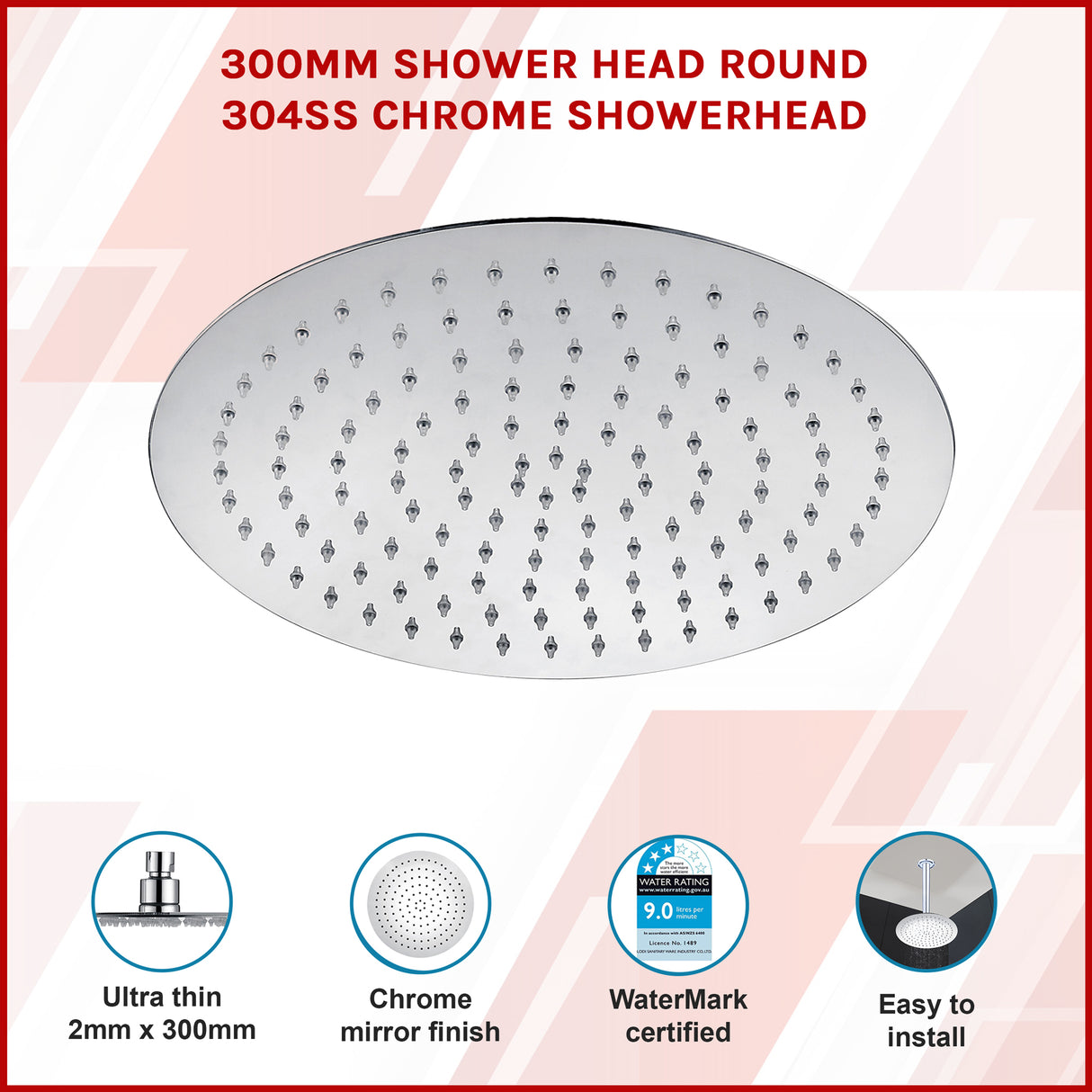 300mm Shower Head Round 304SS Chrome Showerhead