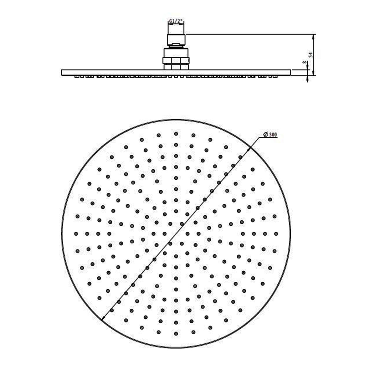 300mm Brass Shower Head Round Chrome Showerhead
