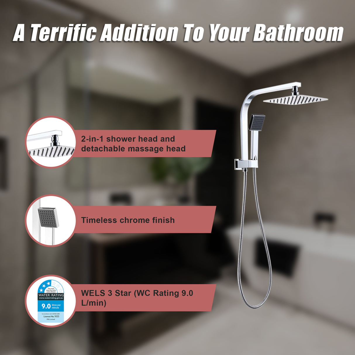 2-in-1 Massage Hand Shower & Head Tap Bathroom Mixer