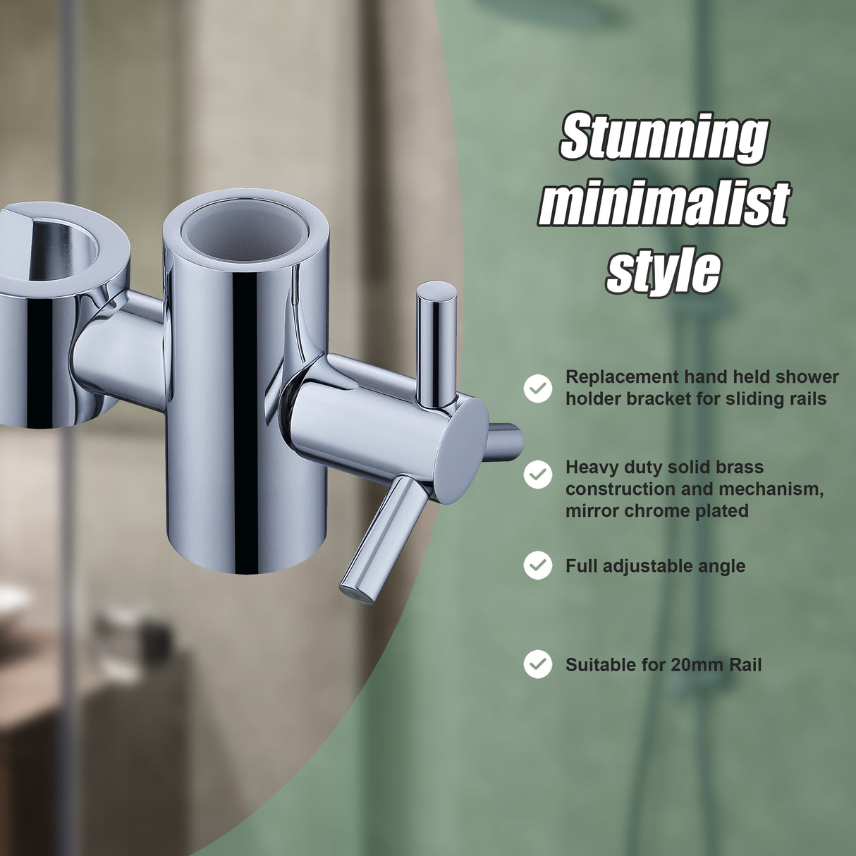 20mm Replacement Solid Brass Slide Rail Bracket Slider
