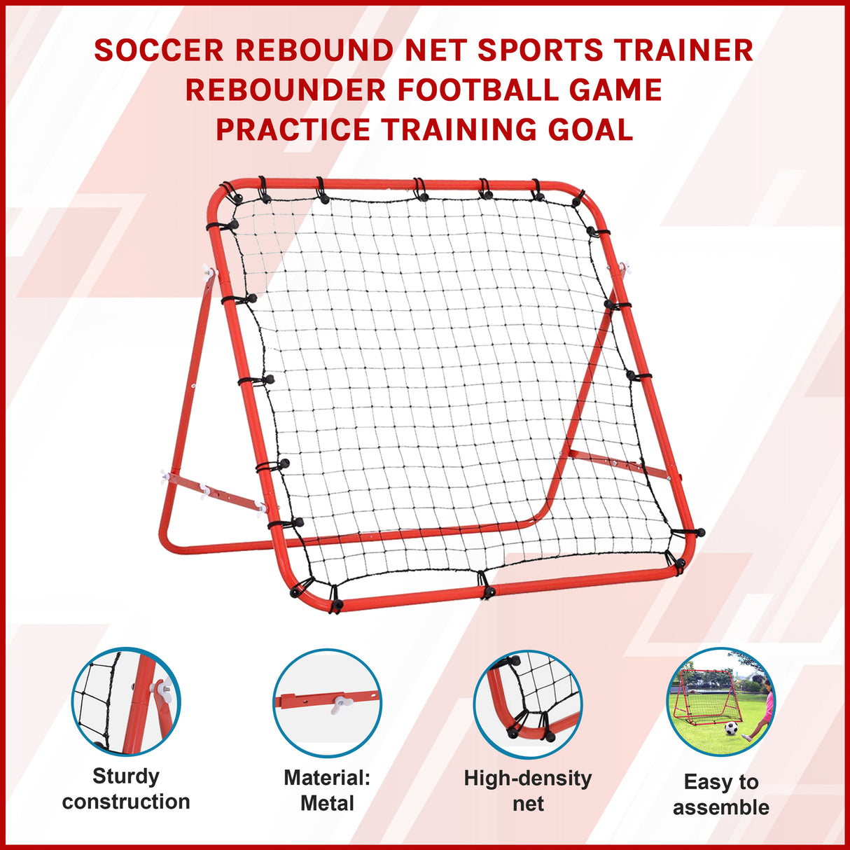 100x100cm Soccer Rebound Net Trainer – Football Rebounder for Practice & Training