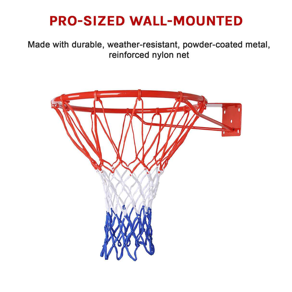 Pro Size Wall Mounted Basketball Hoop Ring Goal Net Rim Dunk Shooting Outdoor