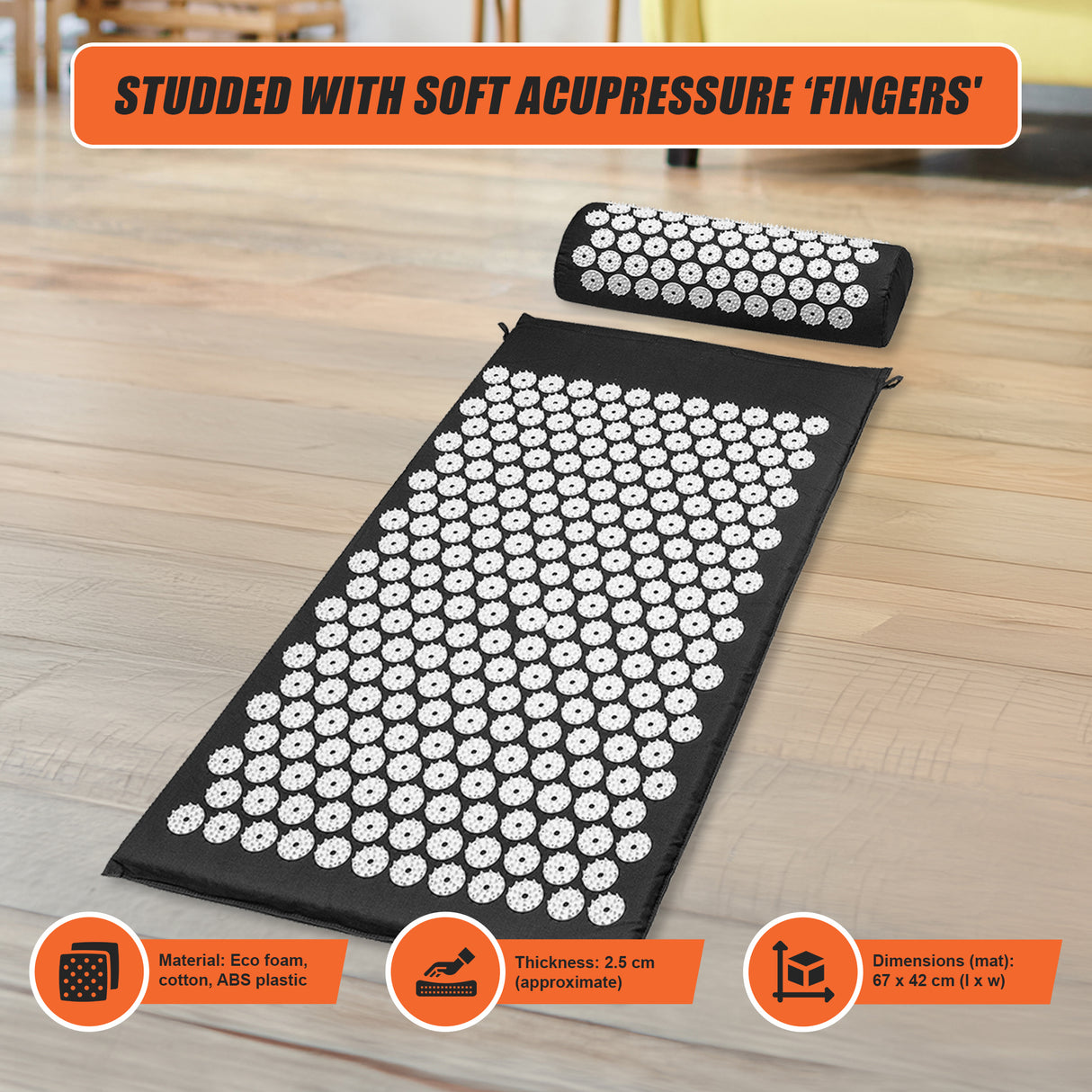 Massage Acupressure Yoga Mat With Pillow Sit Mats Cut Pain Stress Soreness