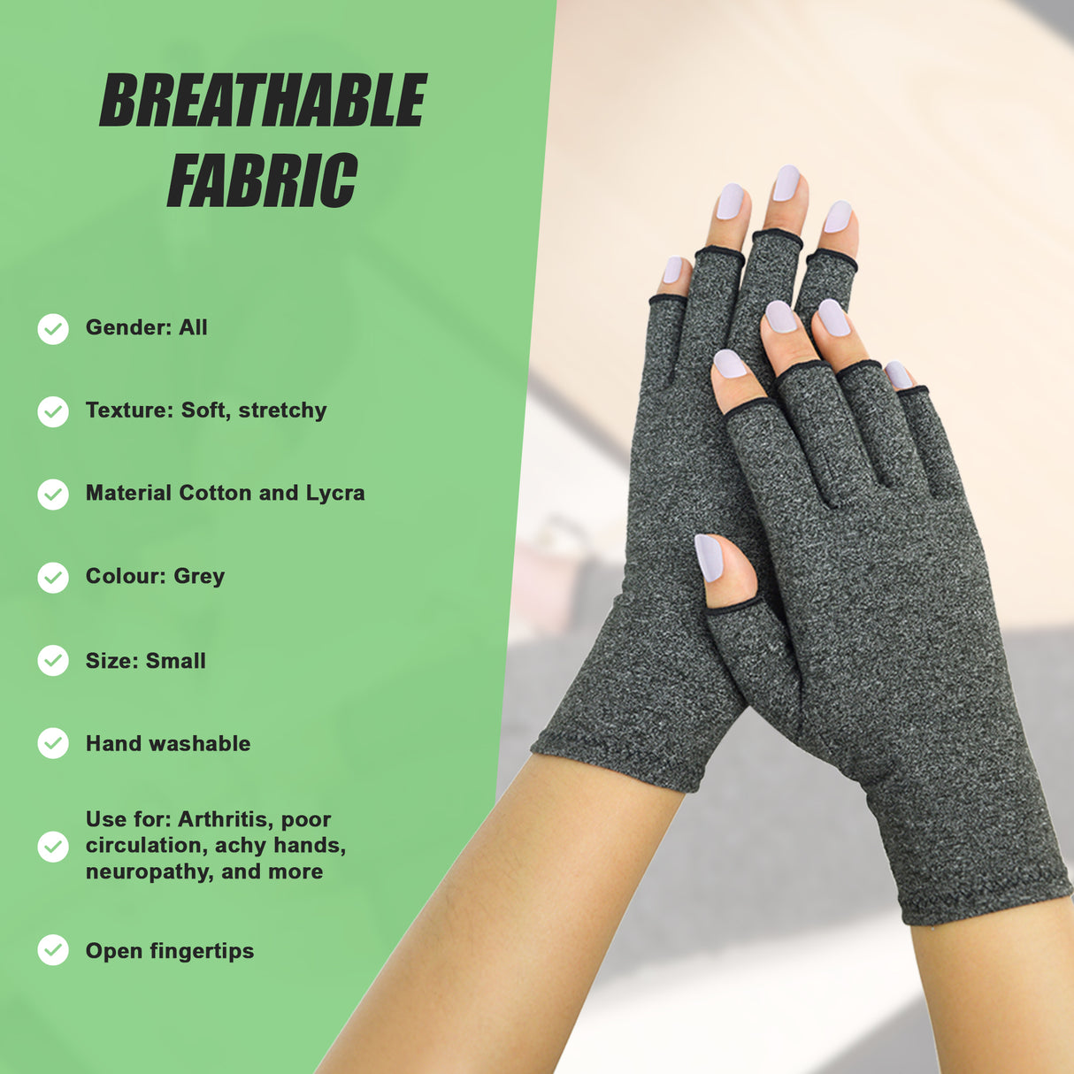 Arthritis Gloves Compression Joint Finger Hand Wrist Support Brace - Small