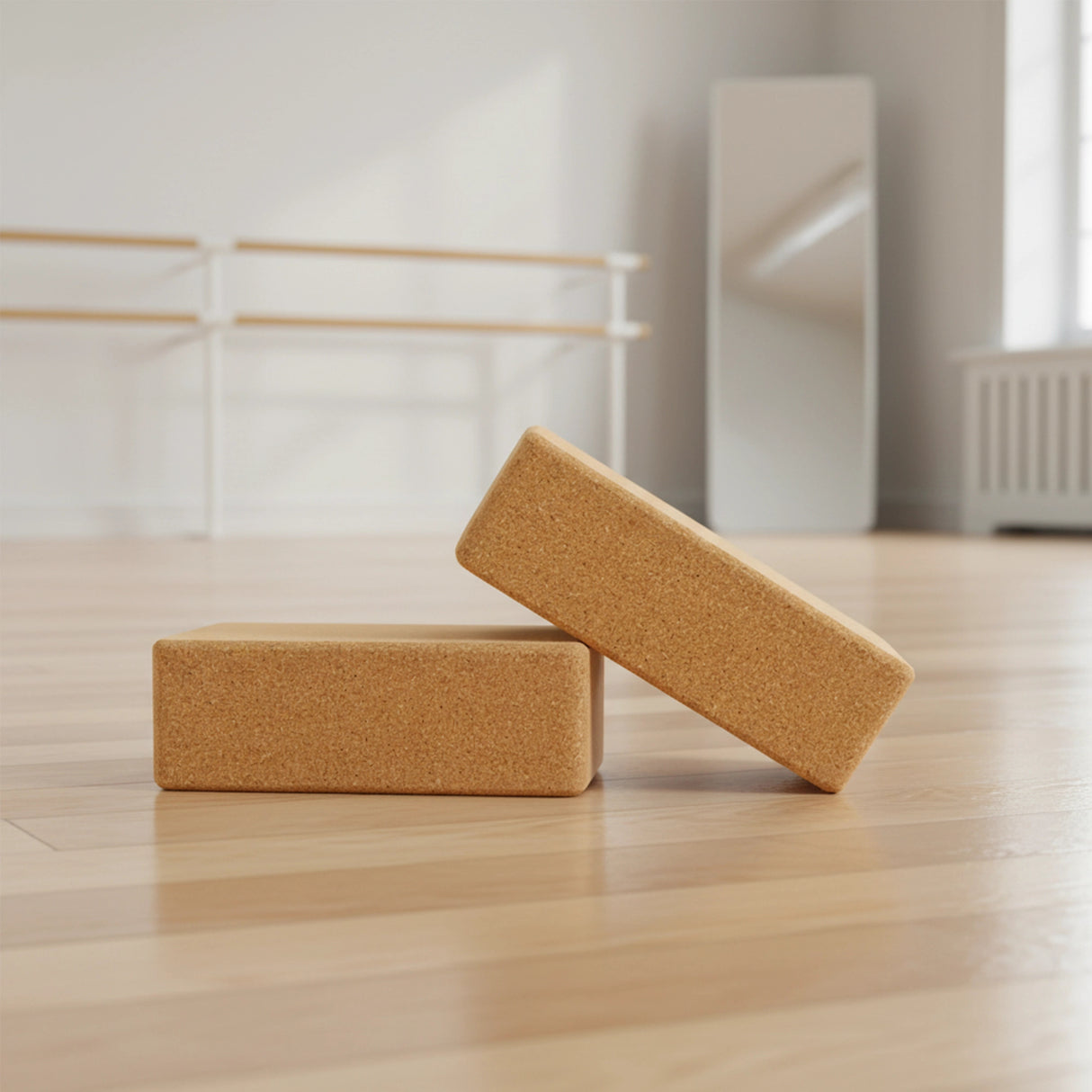 2 x Cork Yoga Block Organic Yoga Prop Accessory Exercise Brick