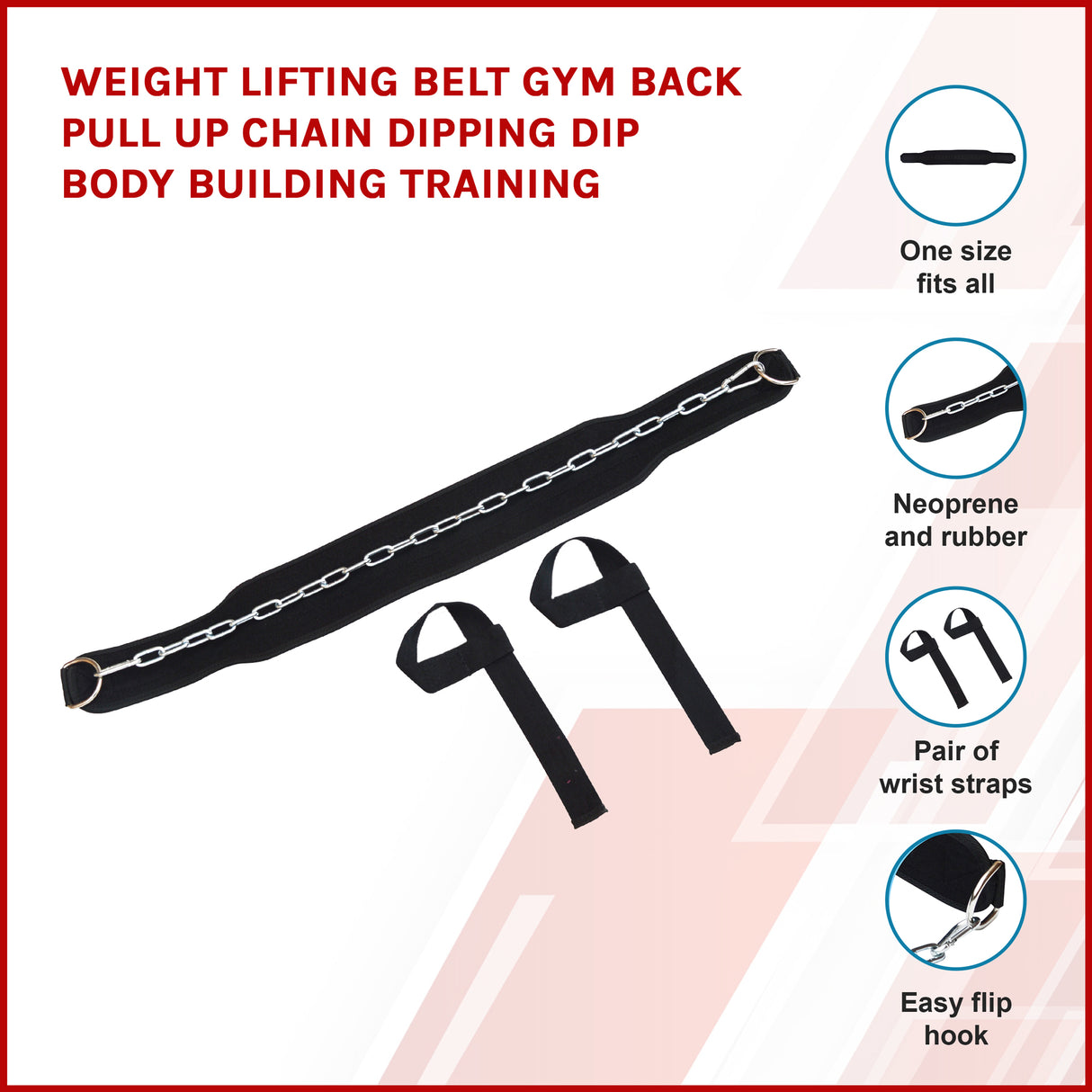 Weight Lifting Belt Gym Back Pull Up Chain Dipping Dip Body Building Training