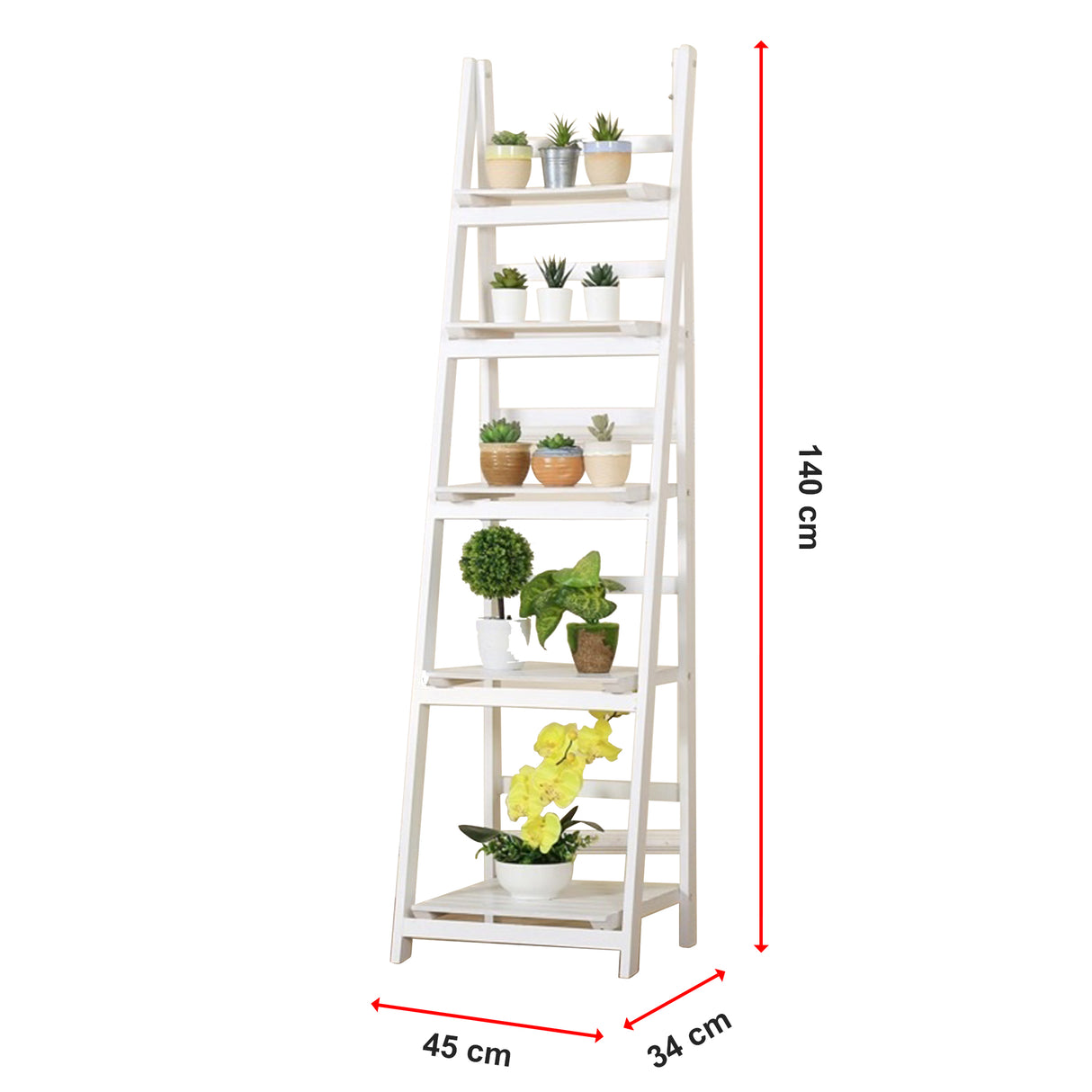 5 Tier Wooden Ladder Shelf Stand Storage Book Shelves Shelving Display Rack