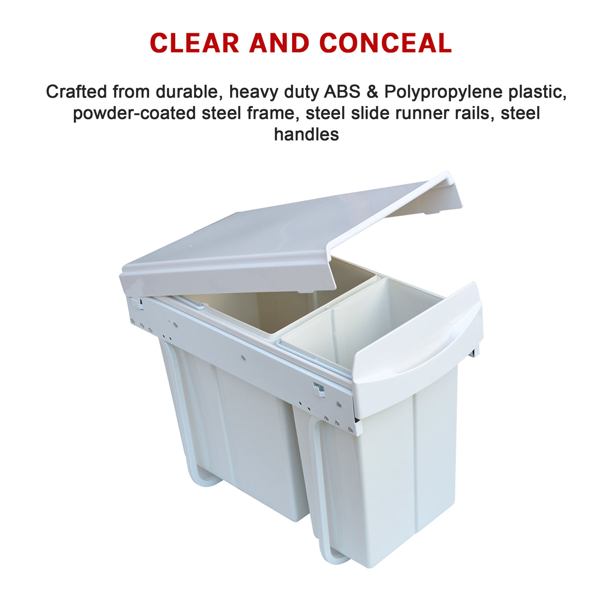 Pull Out Bin Kitchen Double Dual Slide Garbage Rubbish Waste 10L+20L