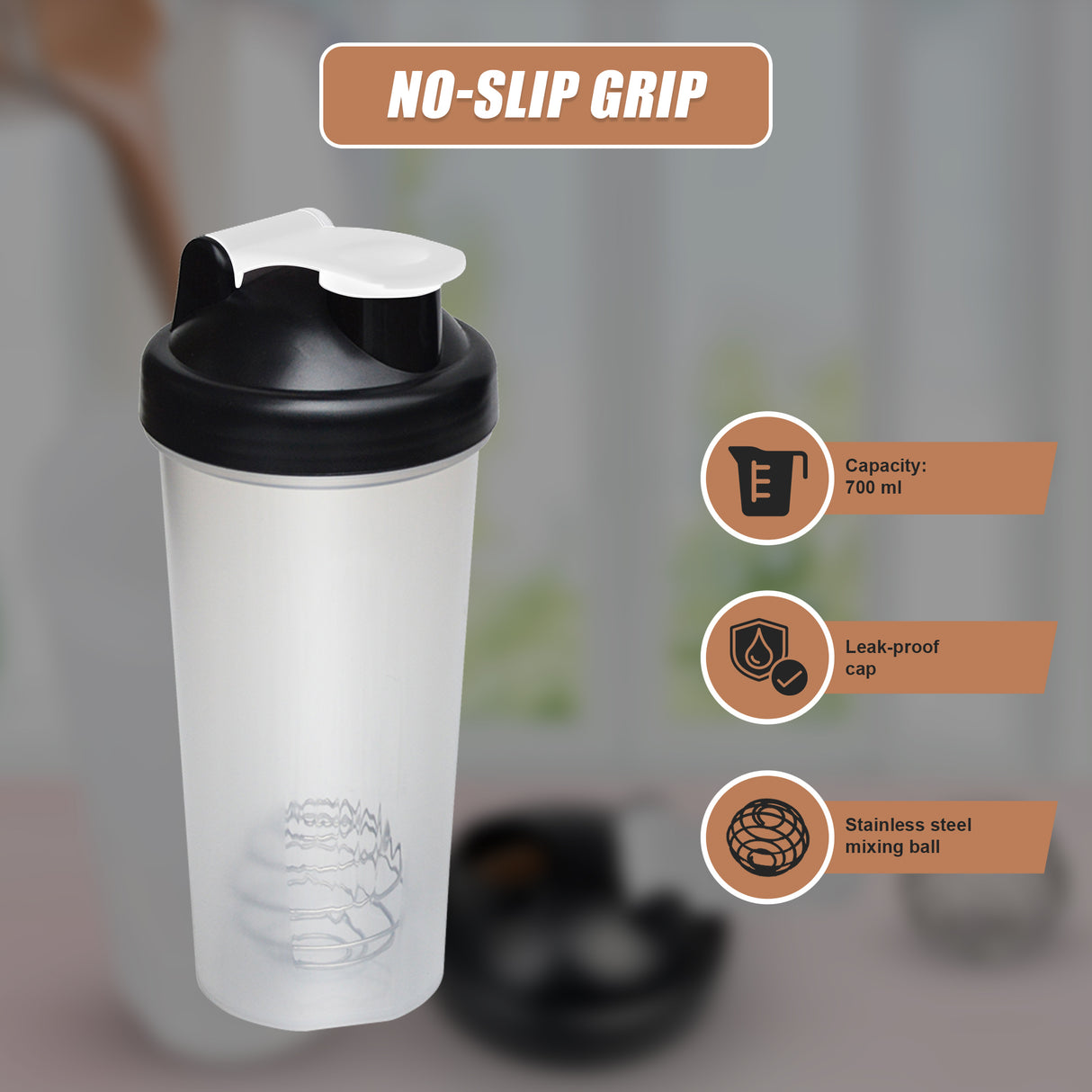 10x 700ml Protein Shaker Bottles – Gym Supplement Blender Mixer Shake Cups