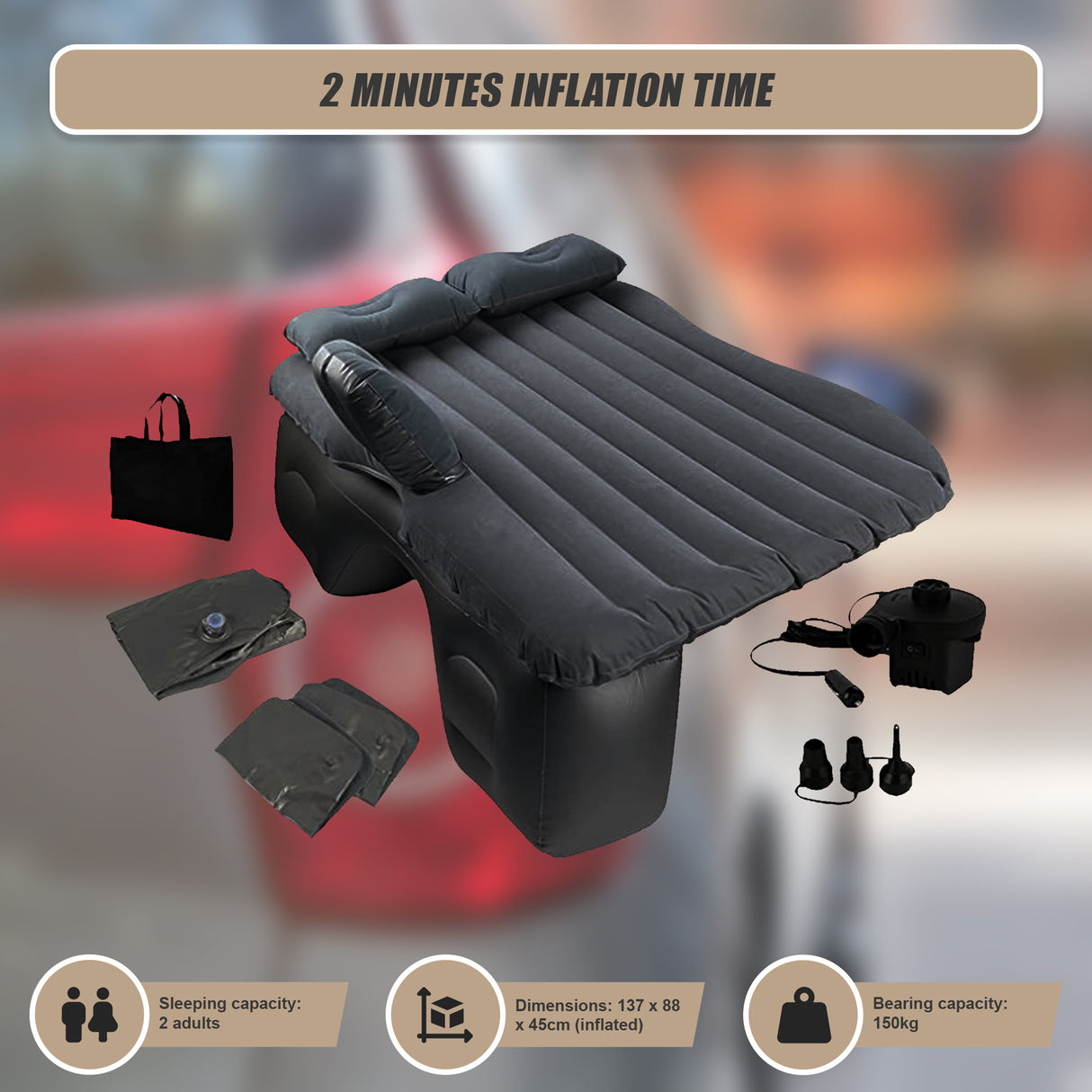 Inflatable Car Back Seat Mattress – Portable Travel Air Bed for Camping & Sleeping
