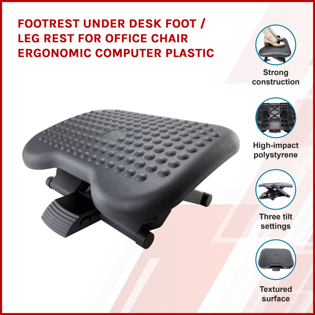 Footrest Under Desk Foot / Leg Rest for Office Chair Ergonomic Computer Plastic