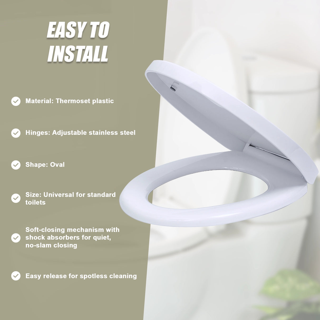 Quick Release Soft Close Toilet Seat White Bathroom Heavy Duty