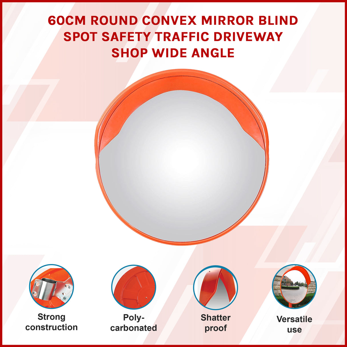 60cm Round Convex Mirror Blind Spot Safety Traffic Driveway Shop Wide Angle