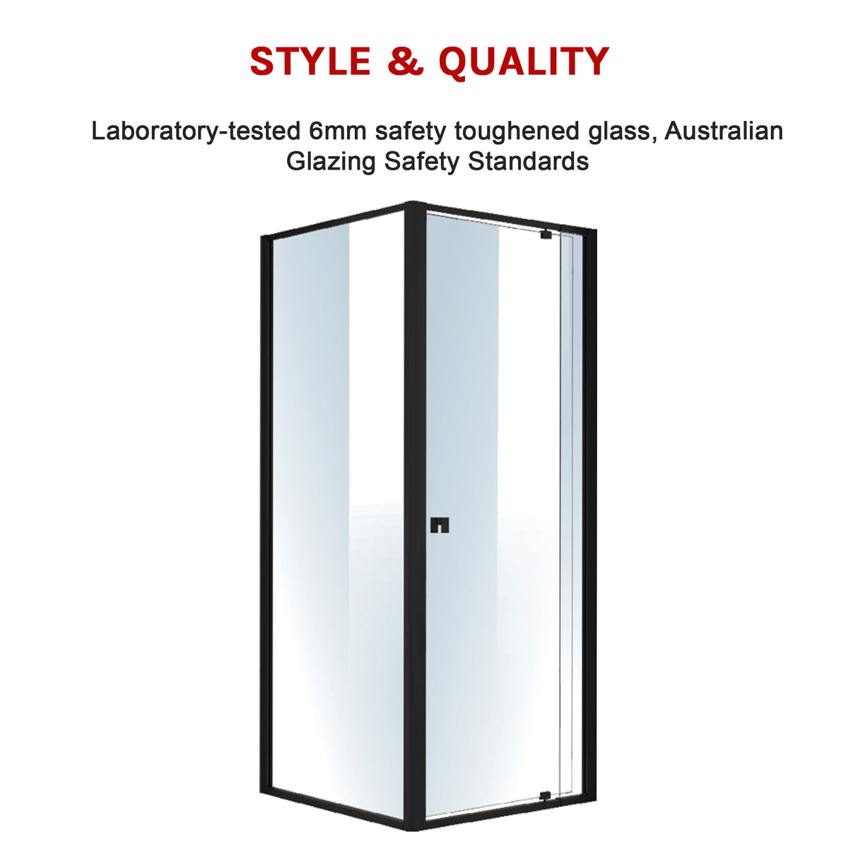 Semi Frameless Shower Screen (74~82)x 195cm & (89~92)x 195cm Side AS/NZS Glass