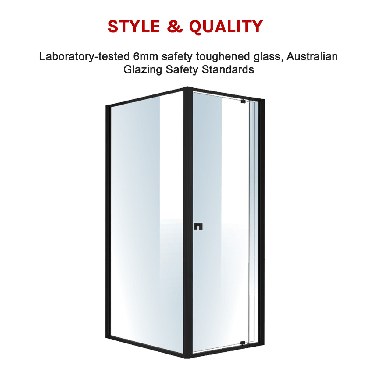 Semi Frameless Shower Screen (74~82)x 195cm & (98~101)x 195cm Side AS/NZS Glass