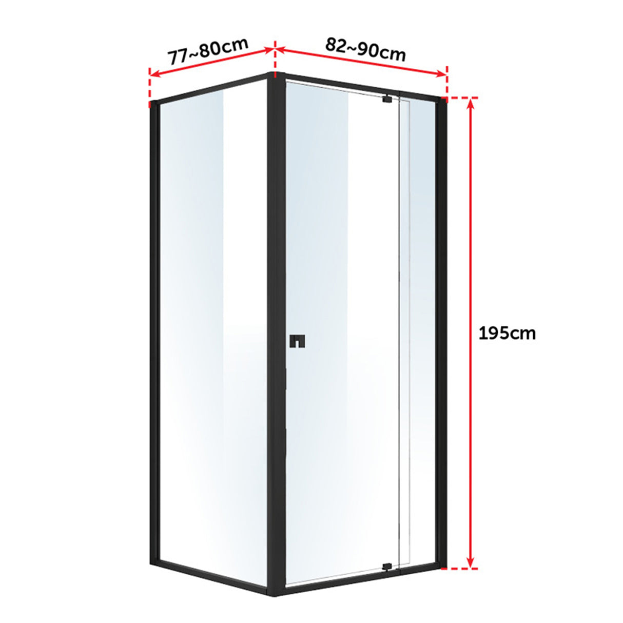 Semi Frameless Shower Screen (82~90)x 195cm & (77~80)x 195cm Side AS/NZS Glass