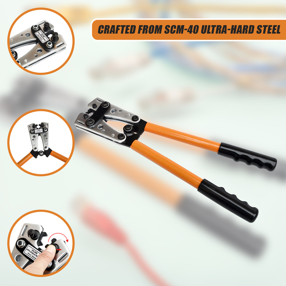 6-50 mm2 Wire Crimper Cable Crimp Electric Tube Crimping Hand Tool Battery Lug