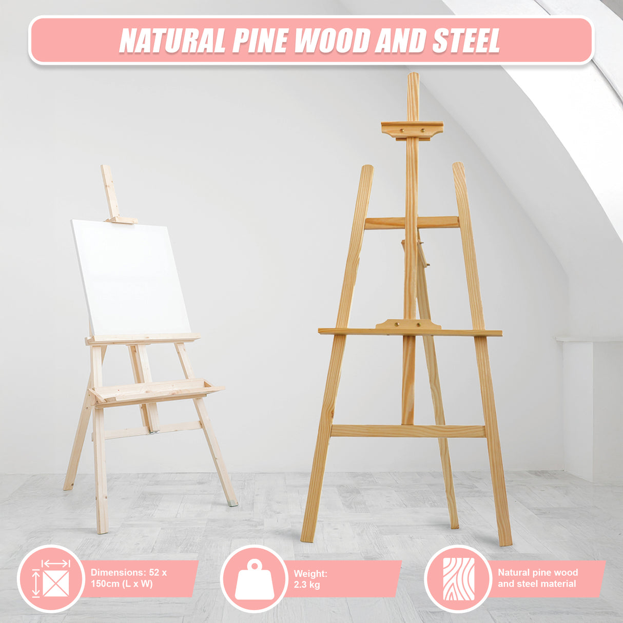 Pine Wood Easel Artist Art Display Painting Shop Tripod Stand Wedding