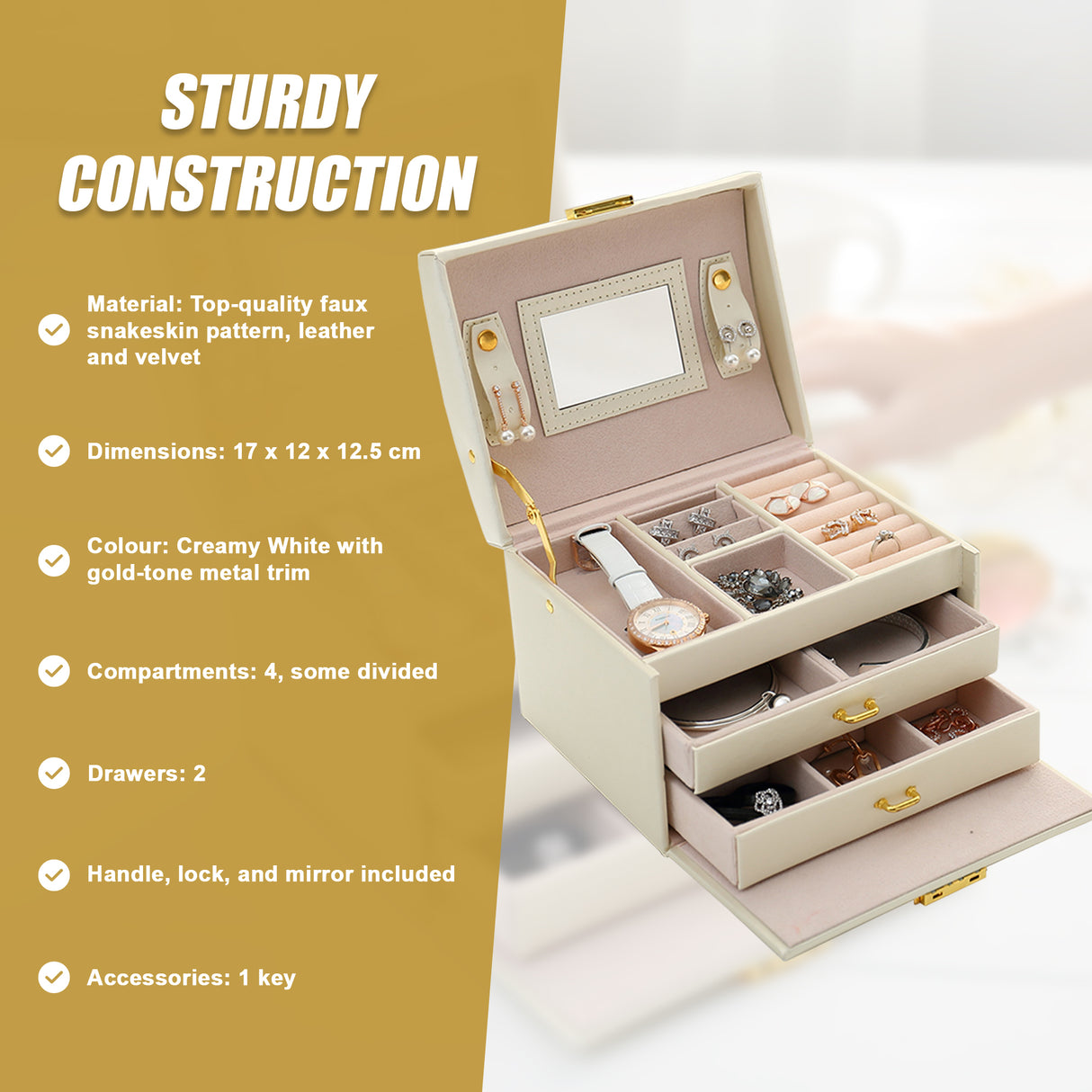 Jewellery Storage Box Girls Rings Necklaces Display Organiser Storage Case