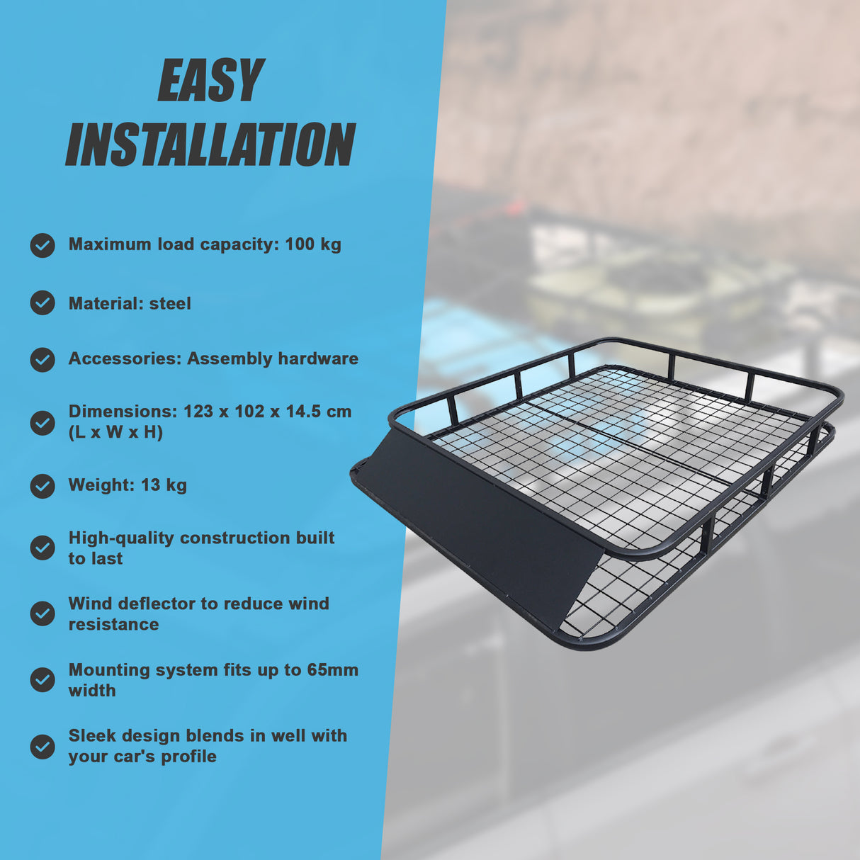 Universal Roof Rack Basket - Car Luggage Carrier Steel Cage Vehicle Cargo