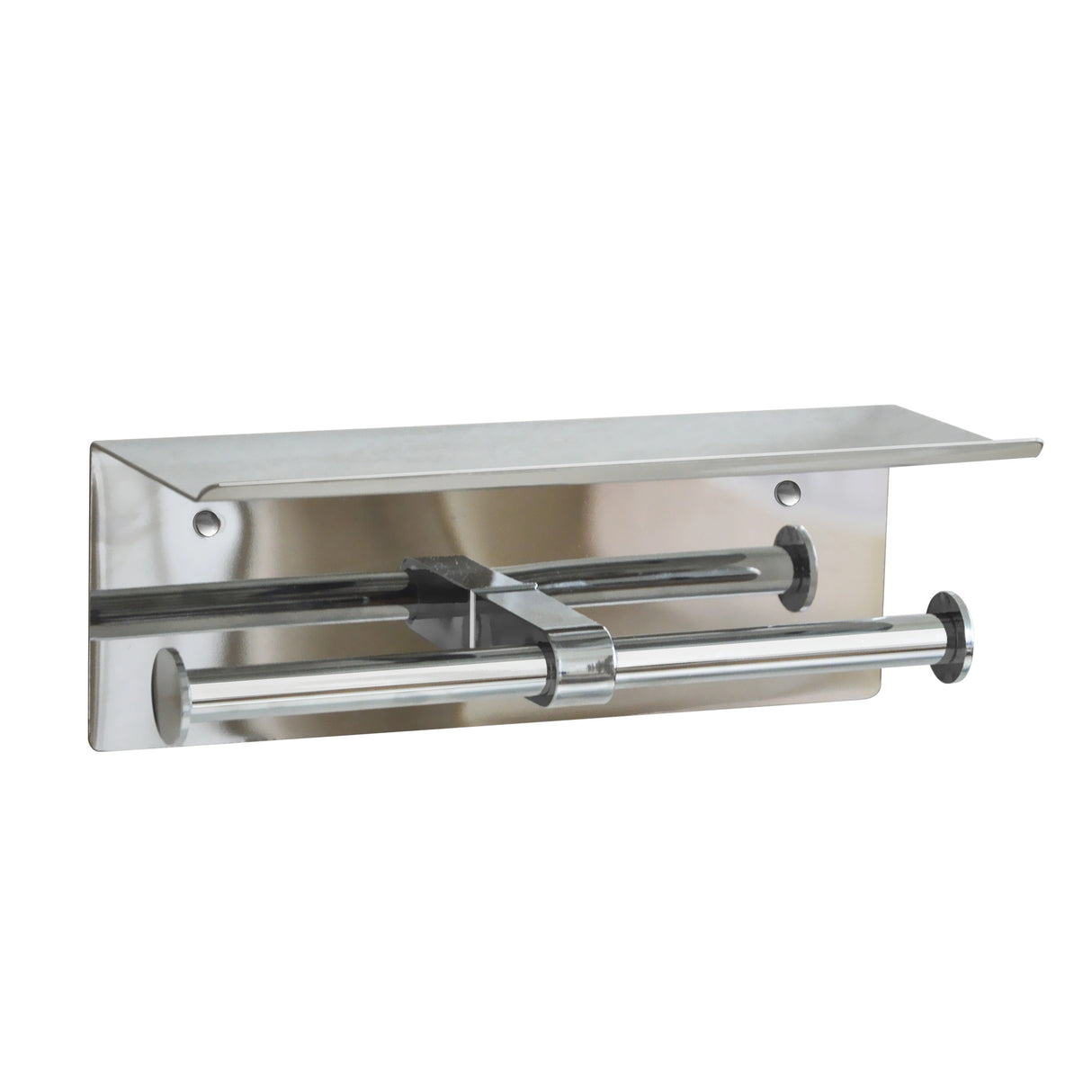 Stainless Steel Double Toilet Paper Holder Towel Roll Tissue Rack Storage Shelf