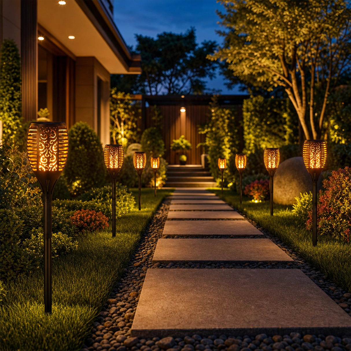 10 Pack Solar Torch Lights 96 LED Flickering Lighting Dancing Flame Garden Lamp