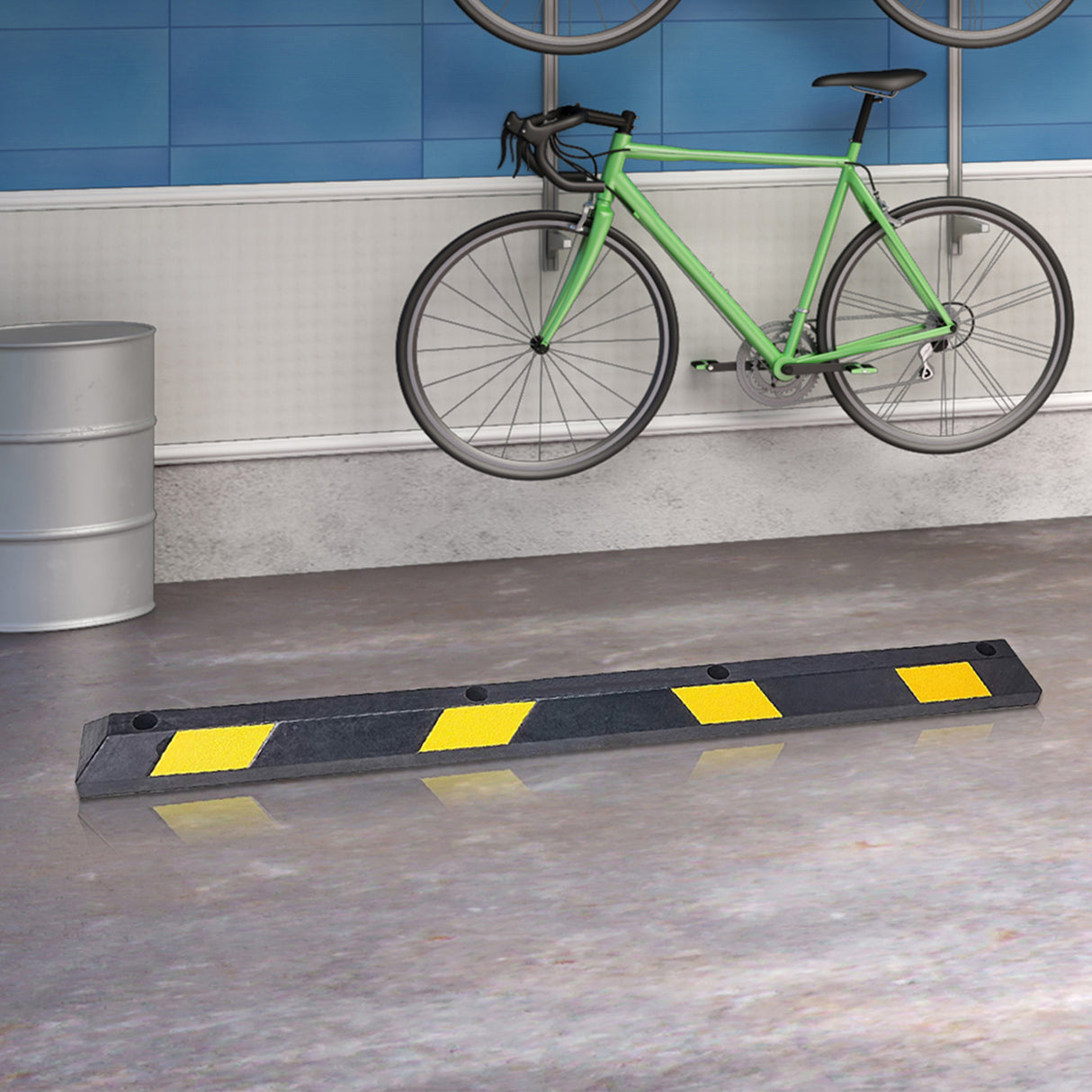 180cm Heavy Duty Rubber Curb Parking Guide Wheel Driveway Stopper Reflective Yellow
