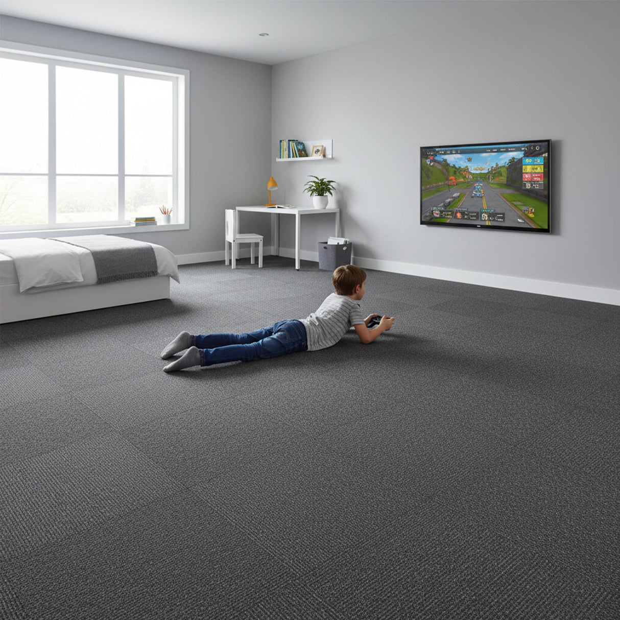 5m2 Box of Premium Carpet Tiles Commercial Domestic Office Heavy Use Flooring Charcoal