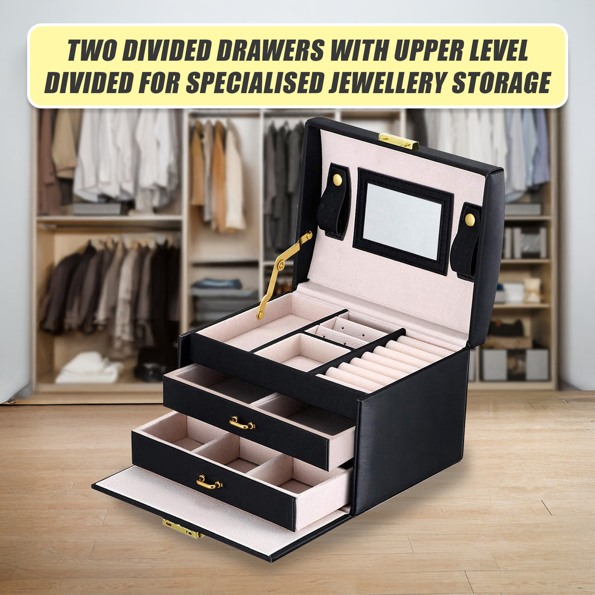 Jewellery Storage Box Girls Rings Necklaces Display Organiser Storage Case