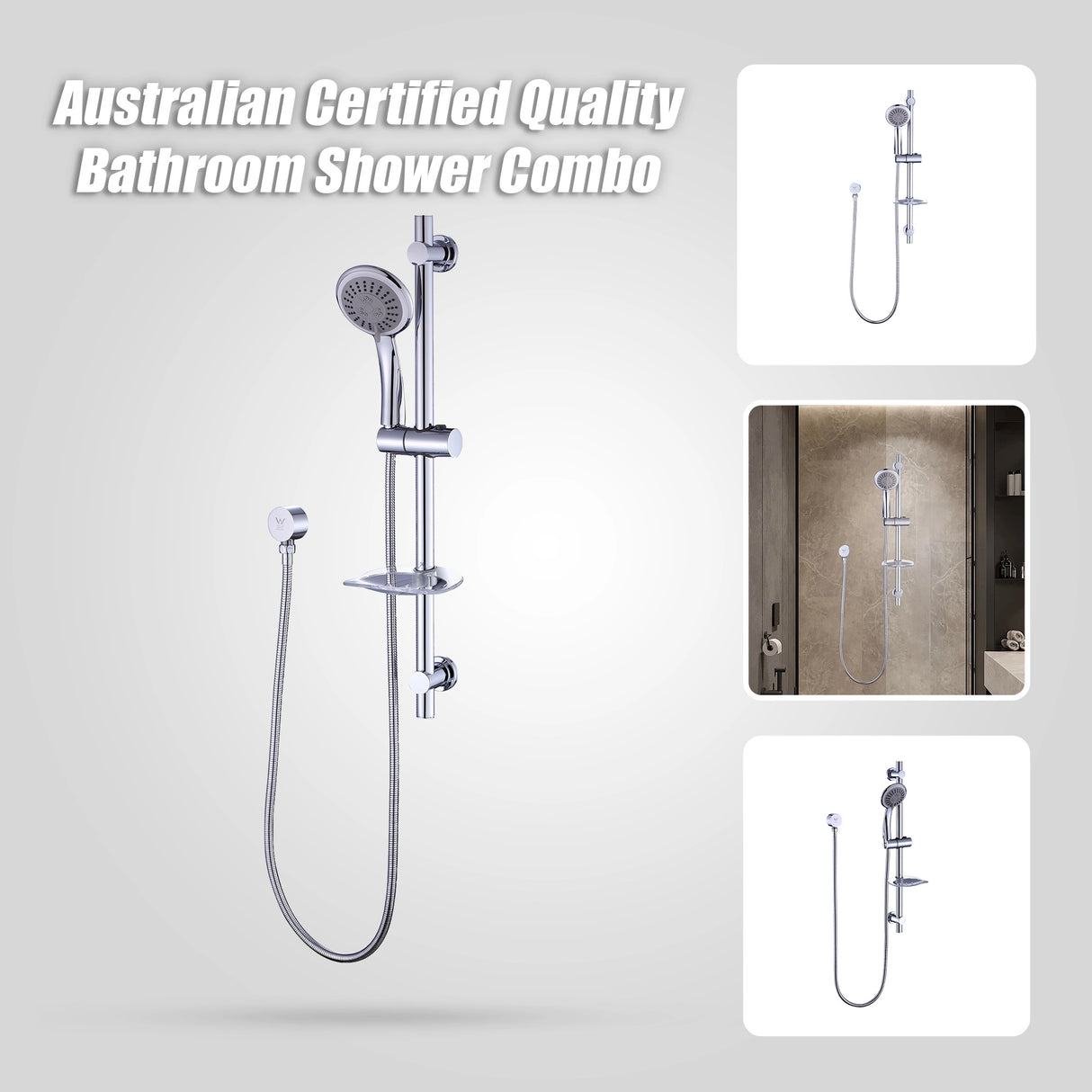 Hand Held Shower Rail Soap Dish Bathroom Set