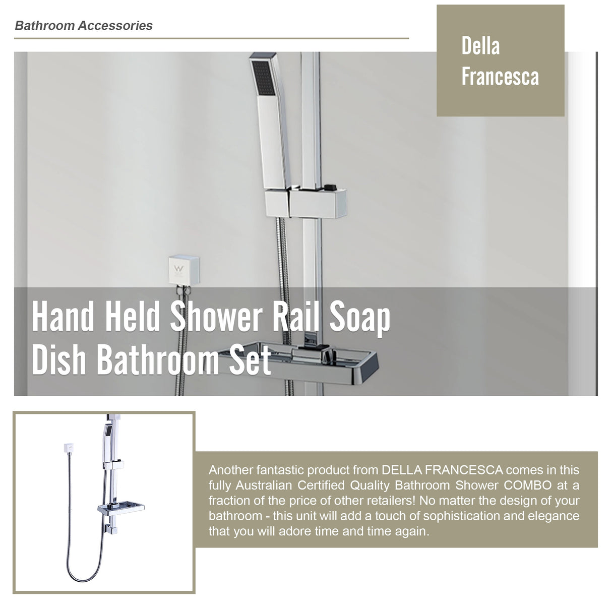 Hand Held Shower Rail Soap Dish Bathroom Set