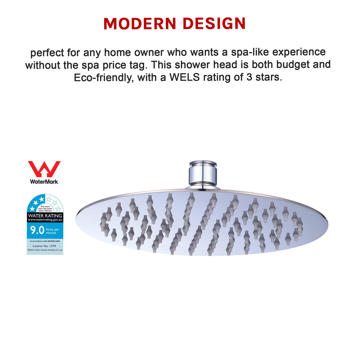 200mm Shower Head Round 304SS Polished Chrome Finish