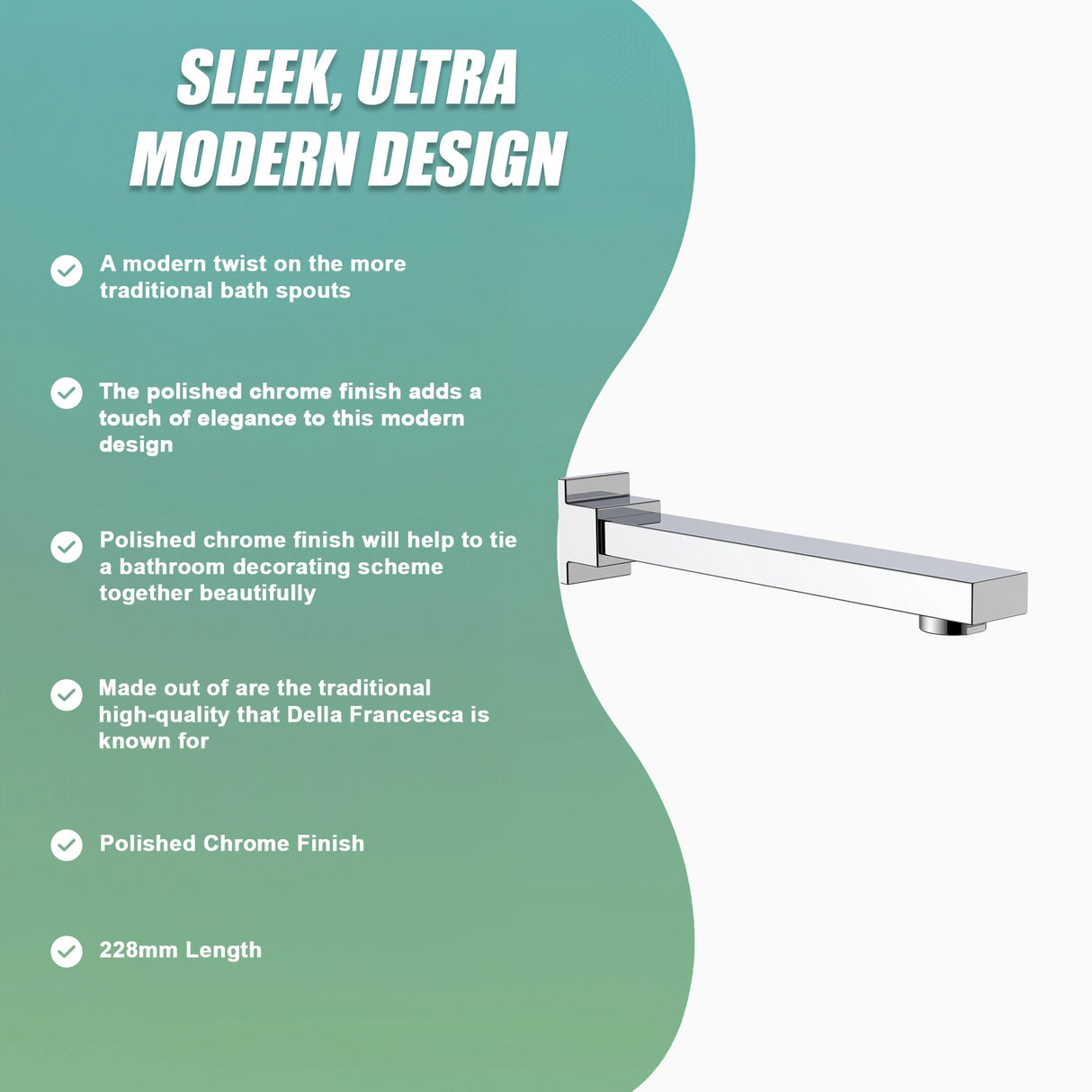 228mm Bath Spout Polished Chrome Finish